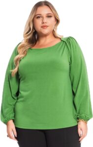 Blusa Plus Size Manga Longa Secret Glam Verde Plus G1