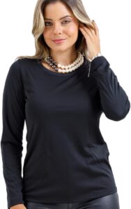 Blusa Térmica Feminina Gola Redonda Slim VTM – Manga Longa, Confortável e Quentinha para Outono/Inverno