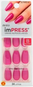 KISS NEW YORK Impress Unhas Autocolantes Color Média Formato Bailarina – Amethyst