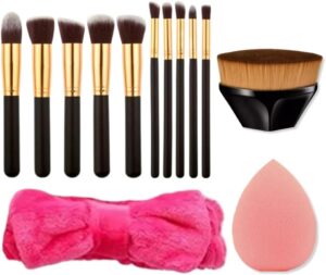 Kit Completo de 11 Pincéis de Maquiagem Kabuki e Acessórios – Genérico