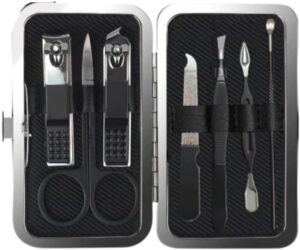 Kit Cortadores de Unha 7 Peças em Aço Inoxidável Estojo de Manicure Portátil
