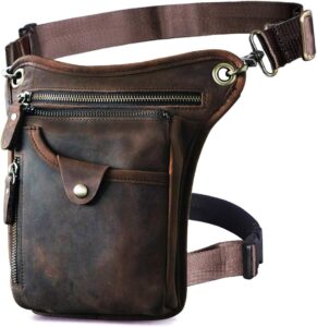 Le’aokuu Bolsa masculina de couro genuíno para atividades ao ar livre, esportiva, cintura alta, quadril, mensageiro, ombro caído, perna e coxa, bolsas femininas